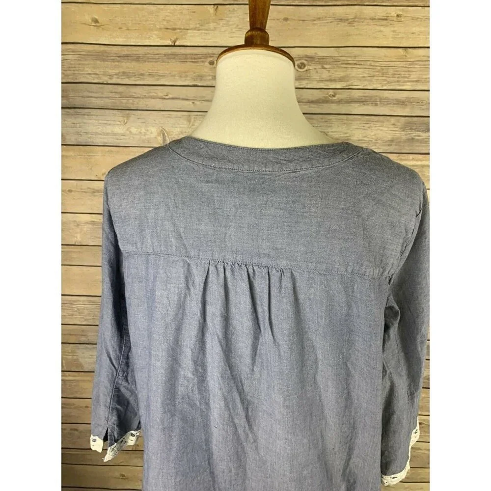 Croft Barrow Large Popover Blouse Lace Details - Picture 6 of 9